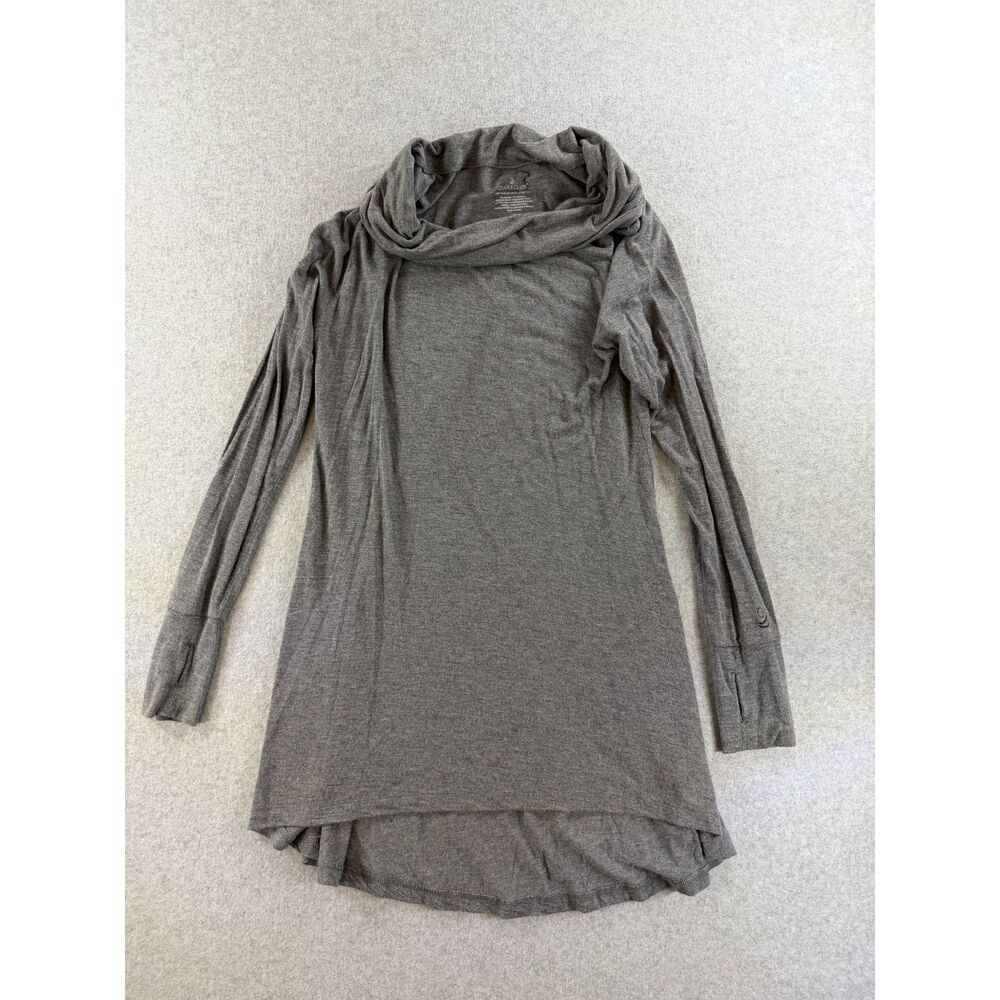 Cuddl Duds Women’s M Gray Softwear Stretch Cowl Neck Tunic Top Thumbholes 3182